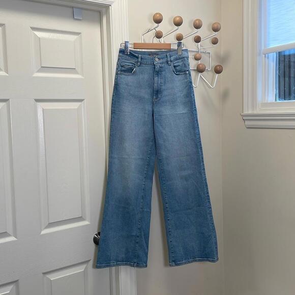 DL1961 - Hepburn Wide Leg High Rise Flare Denim Jeans - Blue - 26 - Picture 2 of 15